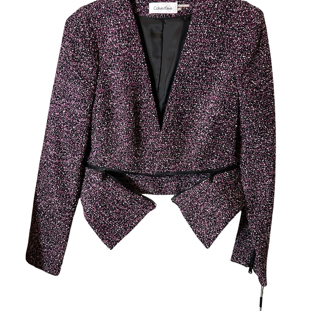 BRAND NEW!! Calvin Klein Women's Textured Black and Purple Suit. Fully Lined.